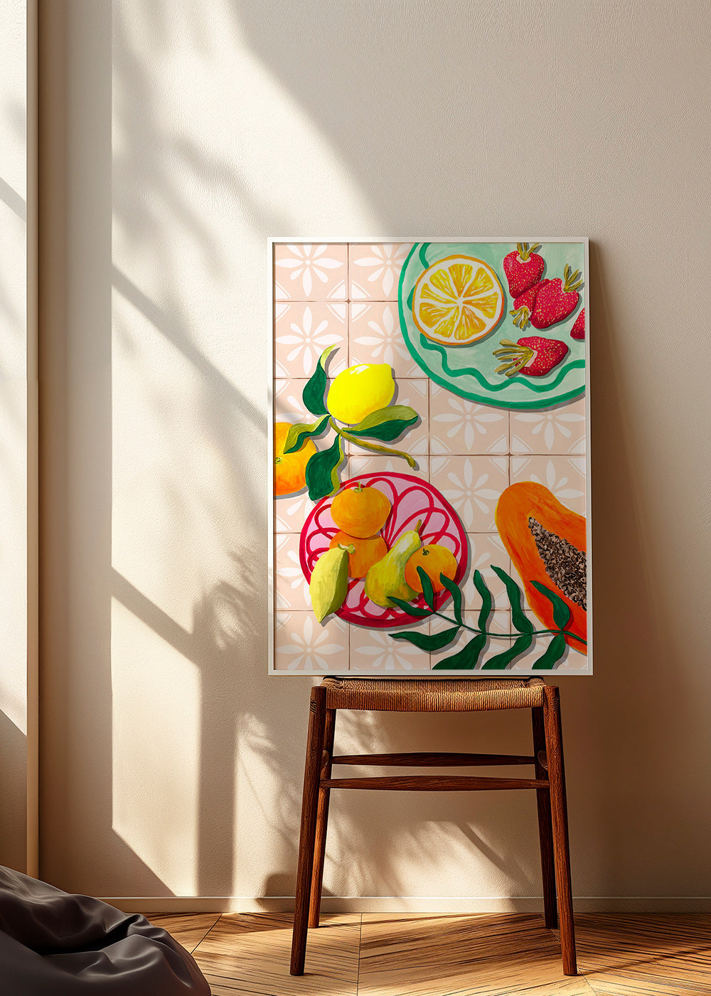 Kitchen art with citrus and ceramics