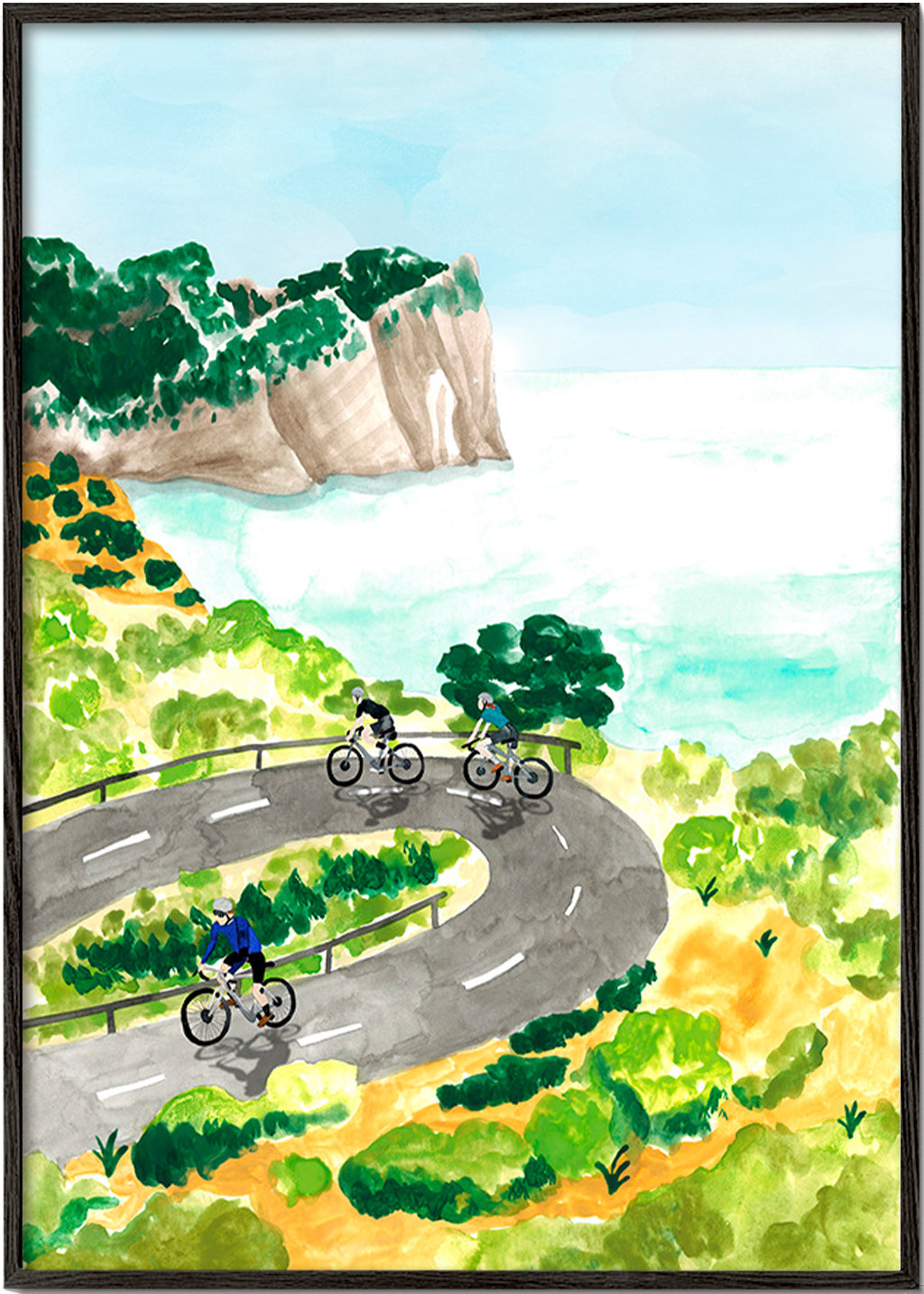 Coastal cycling sports art