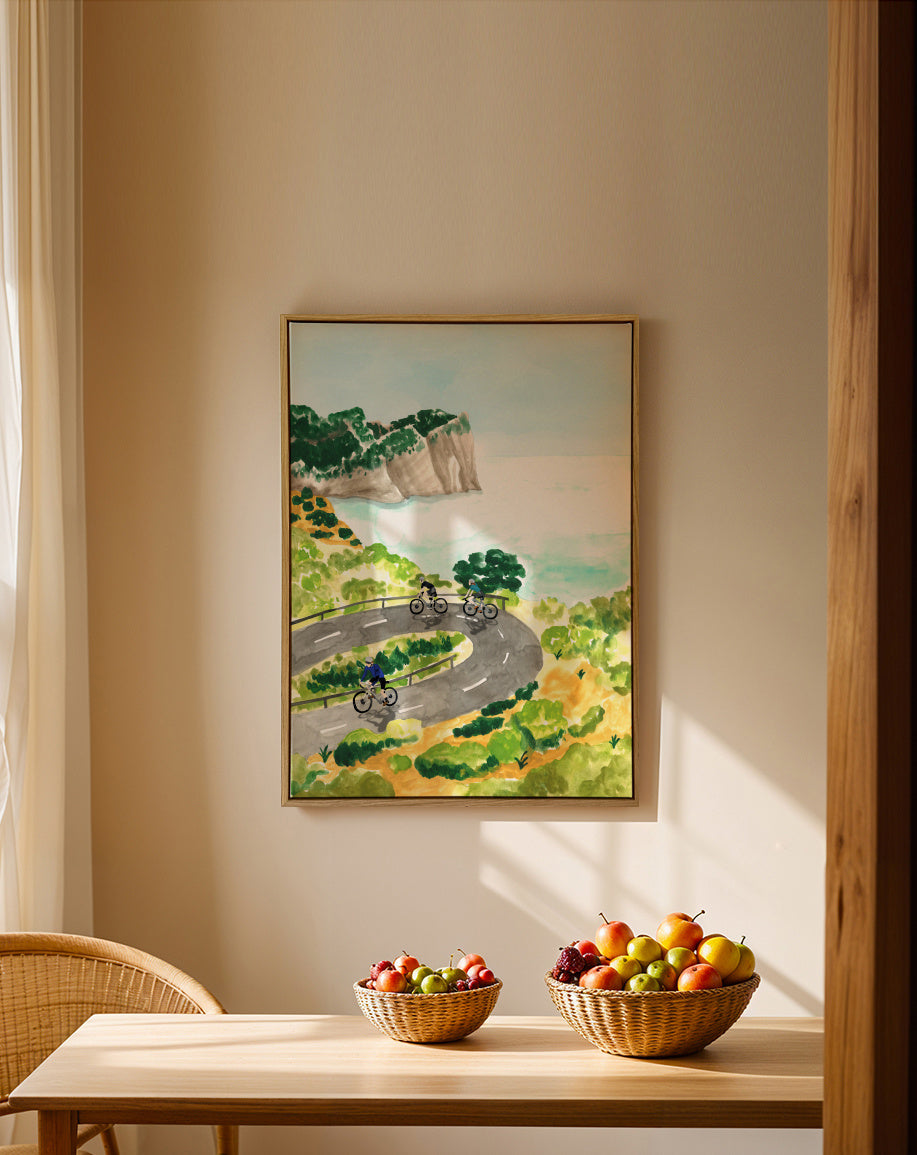 Cycling Cap Formentor - Framed canvas in an interior