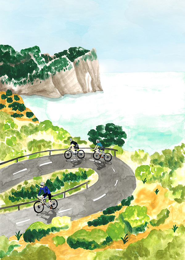 Coastal cycling sports art