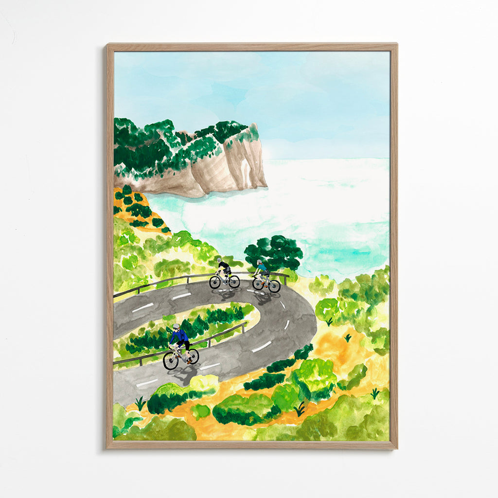 Coastal cycling sports art
