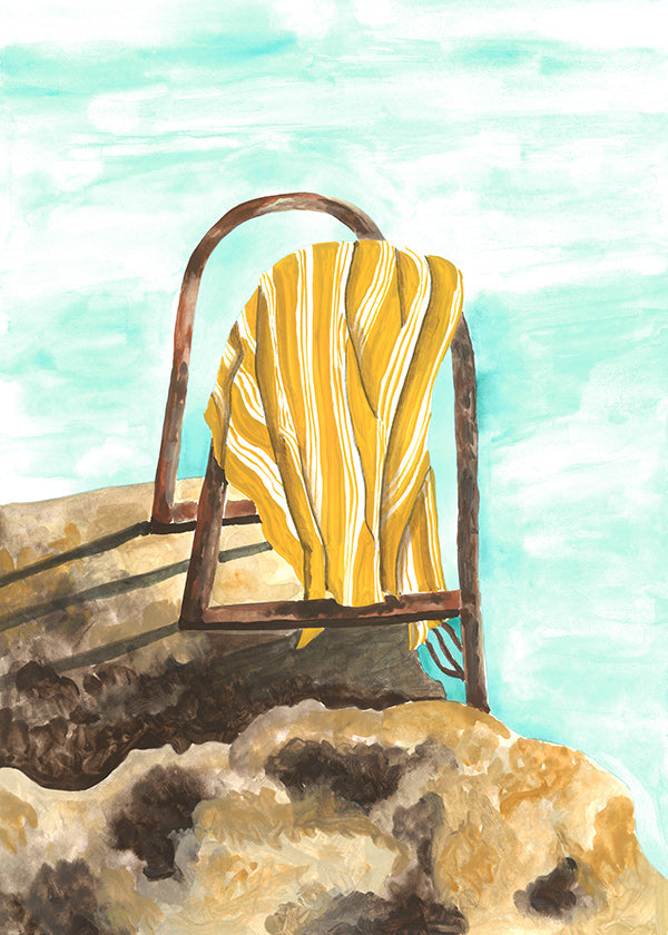 Landscape artwork: ladder and towel