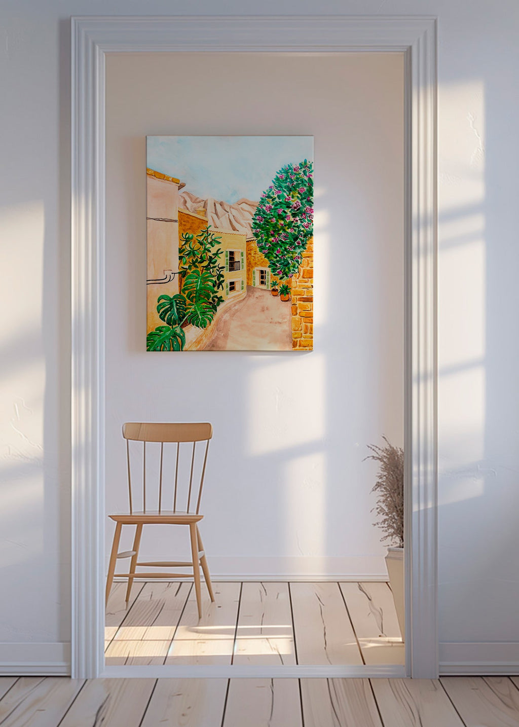 Landscape art: Mediterranean village lane