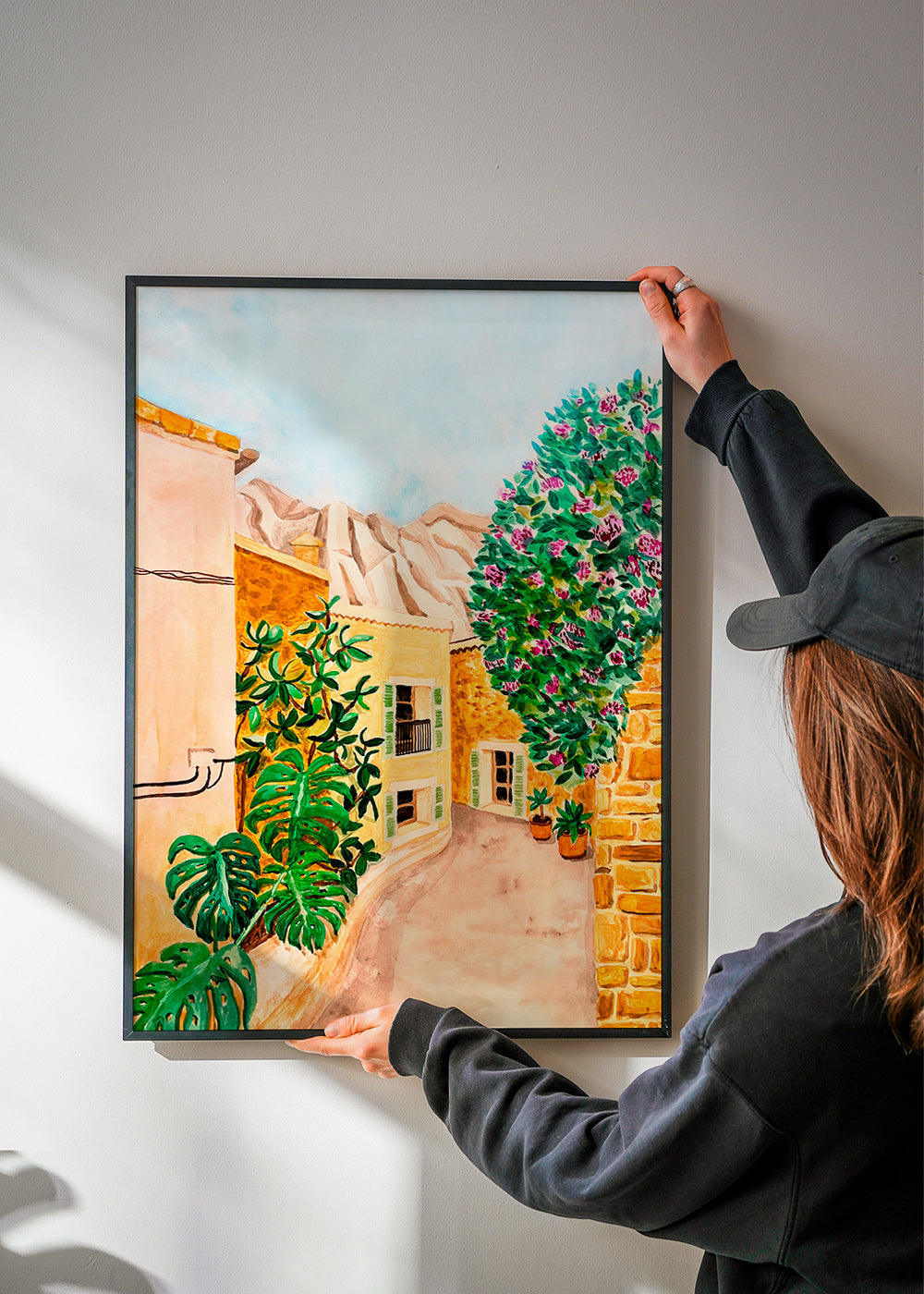Landscape art: Mediterranean village lane