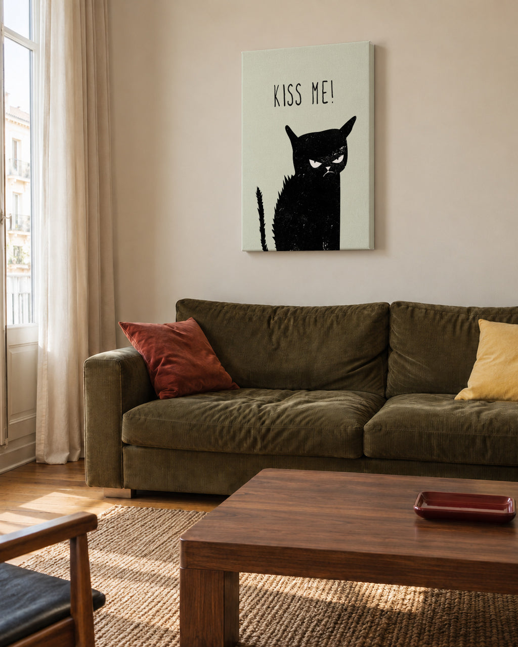 Kiss me cat - Unframed canvas in an interior