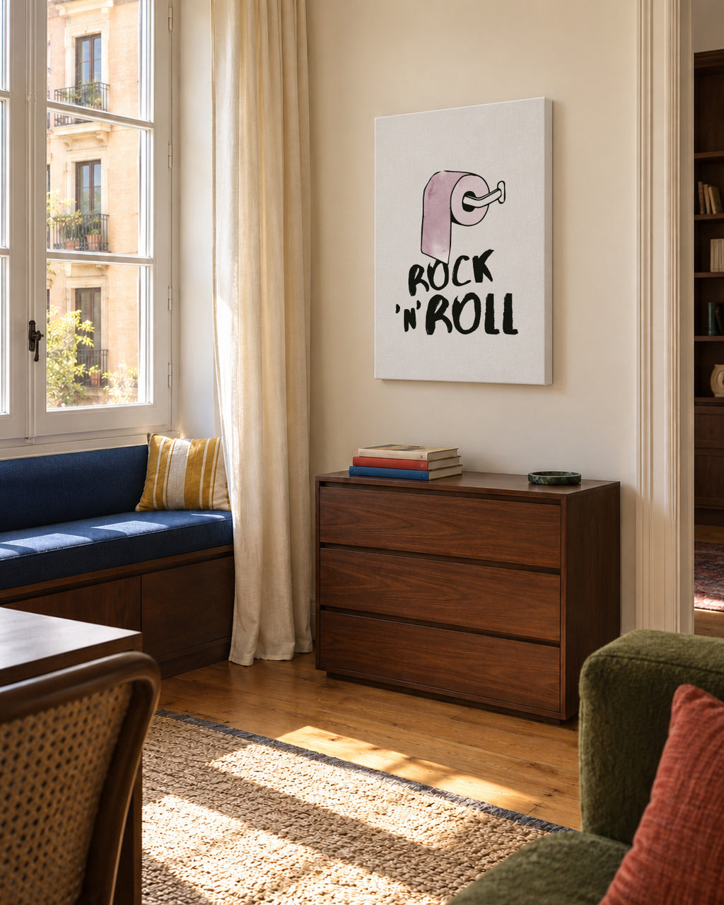 Rock'n'roll - Unframed canvas in an interior