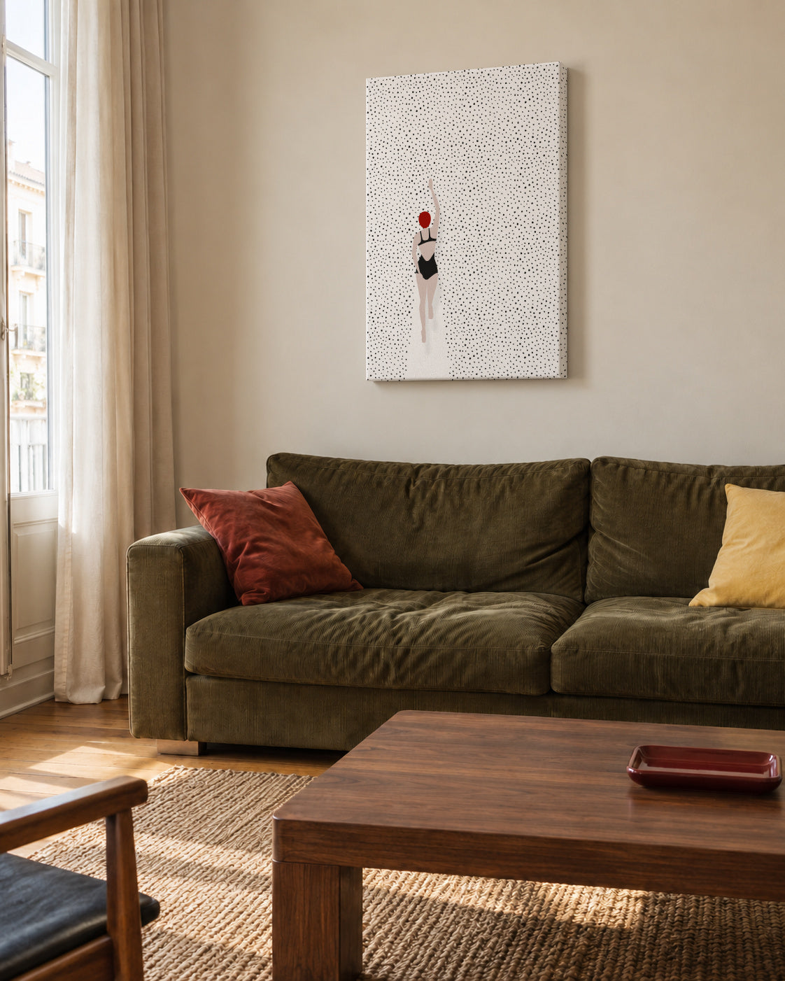 Swimming points - Unframed canvas in an interior