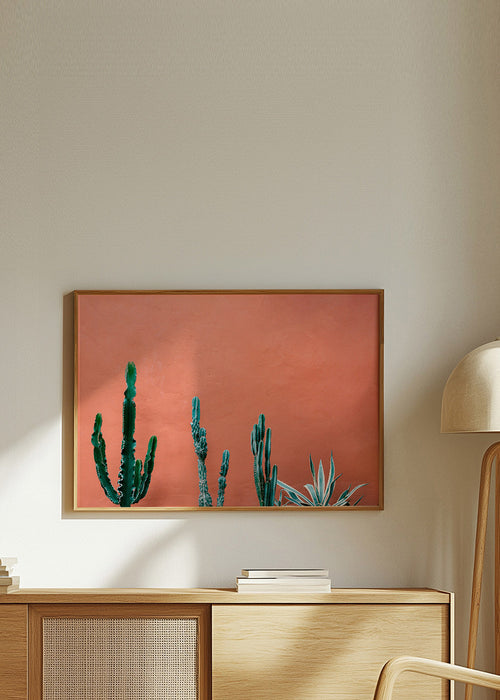 Botanical print of cacti on terracotta wall – Product1