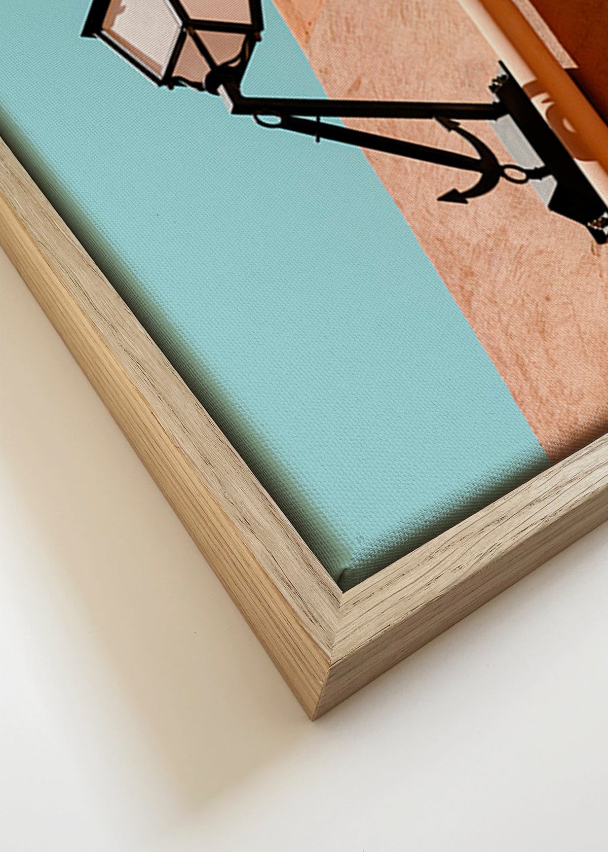 Travel poster with Rue de May lamp and shadow – Canvas detail