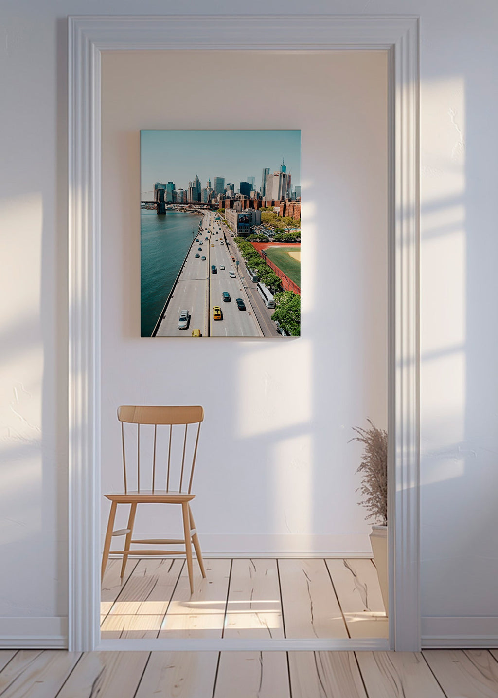 Travel poster: aerial skyline and bridge – Canvas