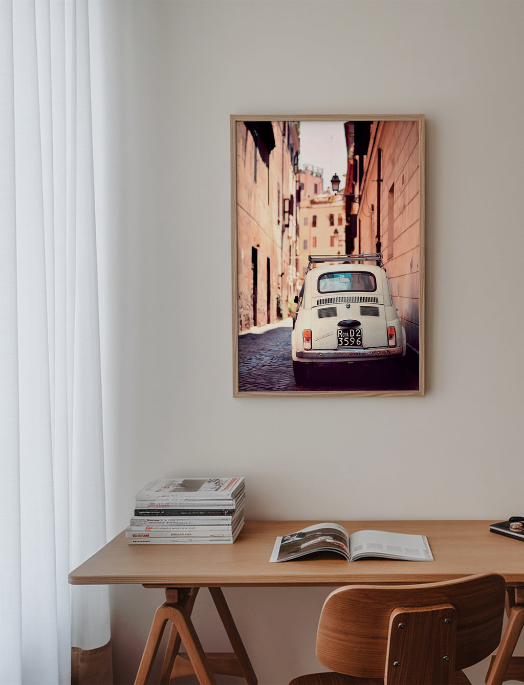 Travel poster featuring a classic car on a Roman street – Product2