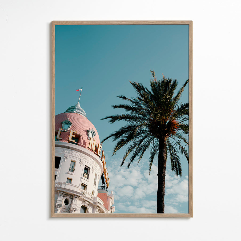 Travel poster Riviera dome and palm – Oak Frame