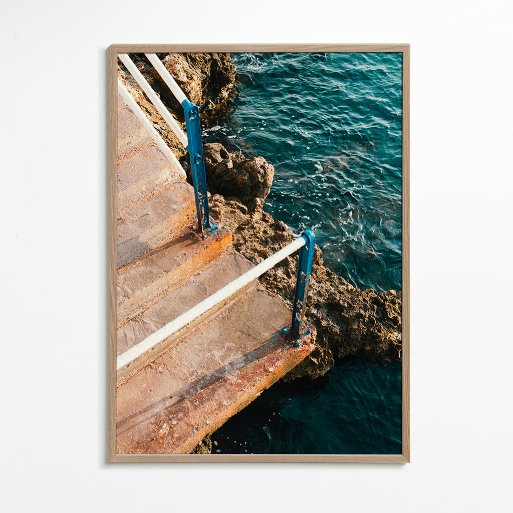 Landscape art: stairway to the sea – Oak Frame