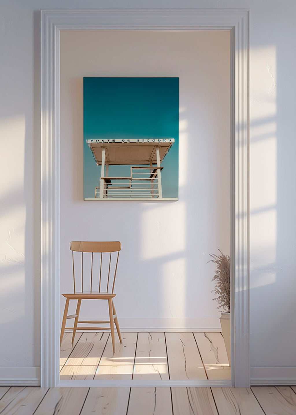 Seaside lifeguard tower photograph – Canvas
