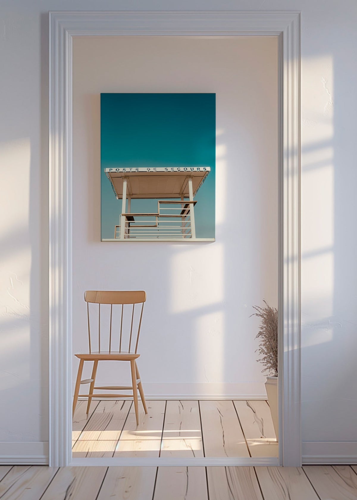 Seaside lifeguard tower photograph – Canvas