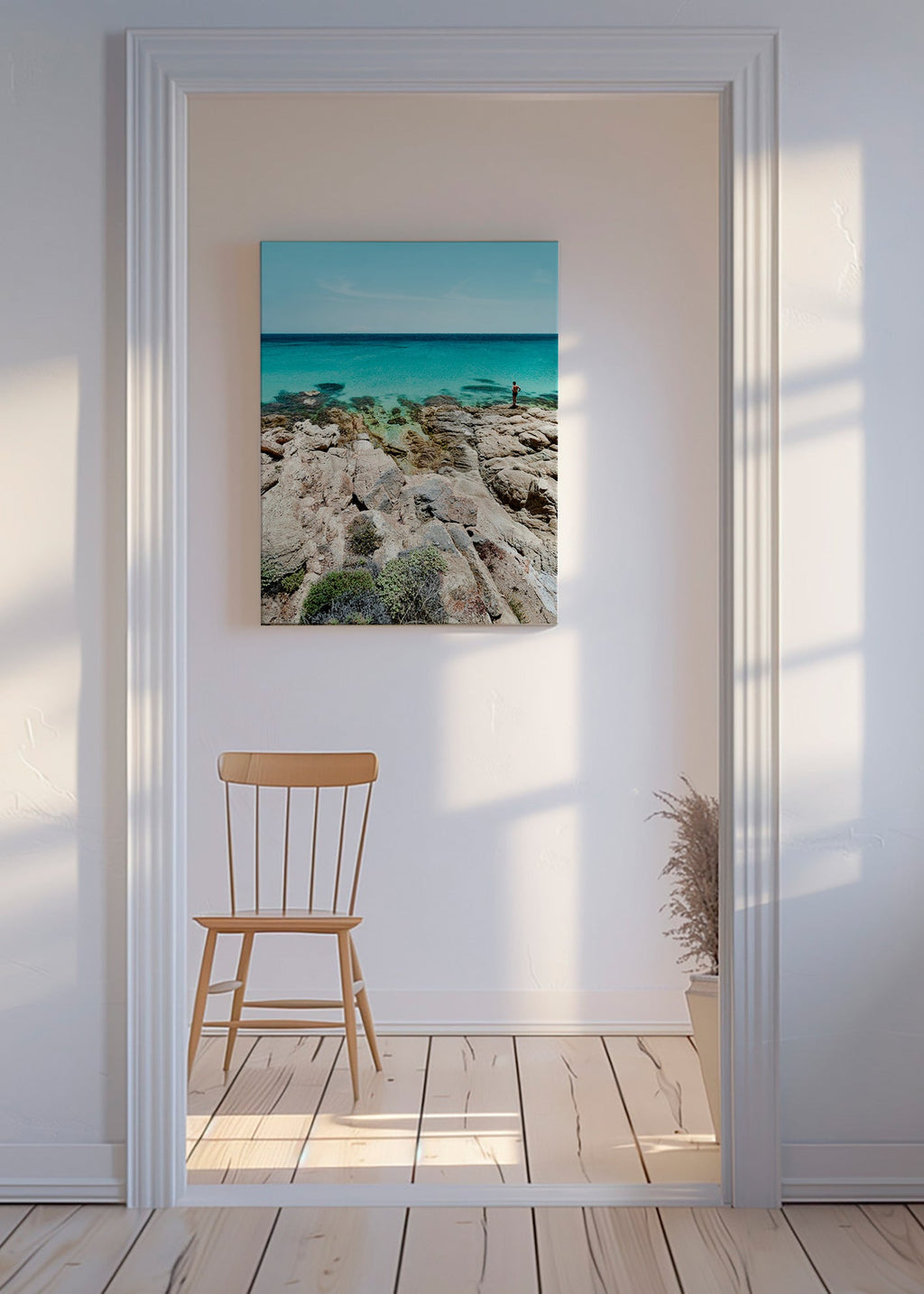 Landscape art: rocky coast with turquoise sea – Canvas