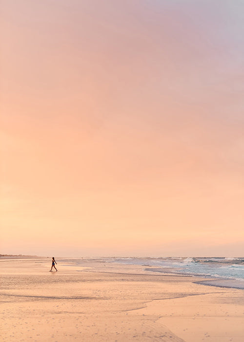 Landscape art: pastel beach at sunrise