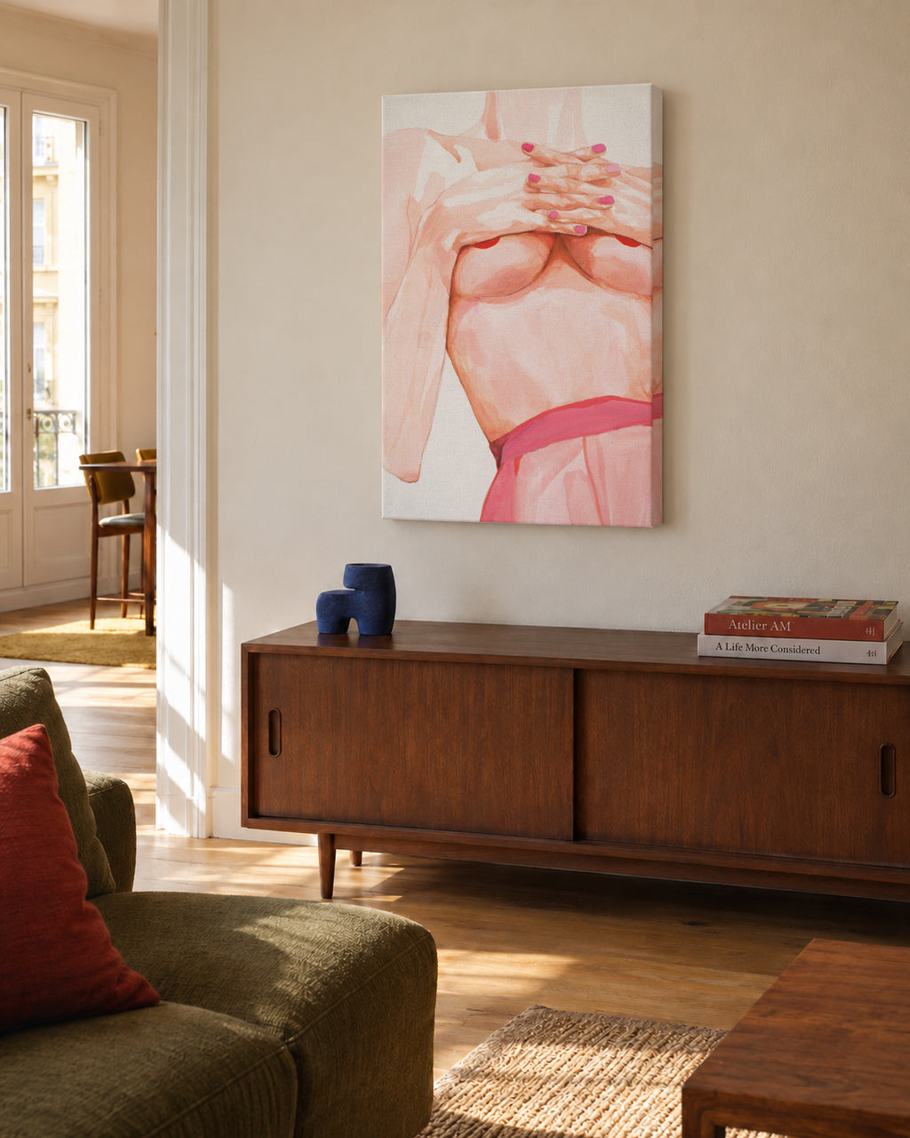 For myself - Unframed canvas in an interior