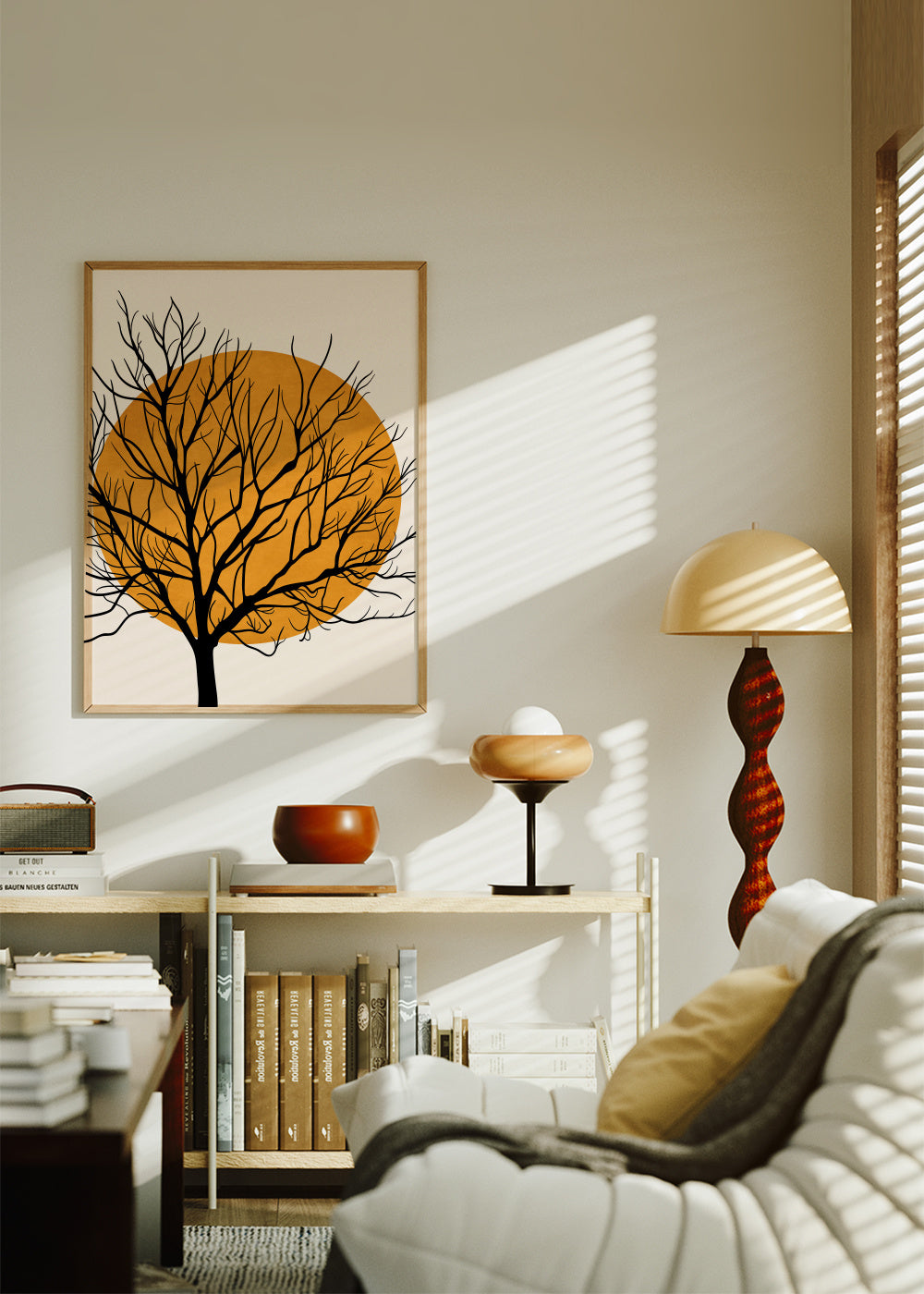 Hiding Sun - Framed poster in an interior