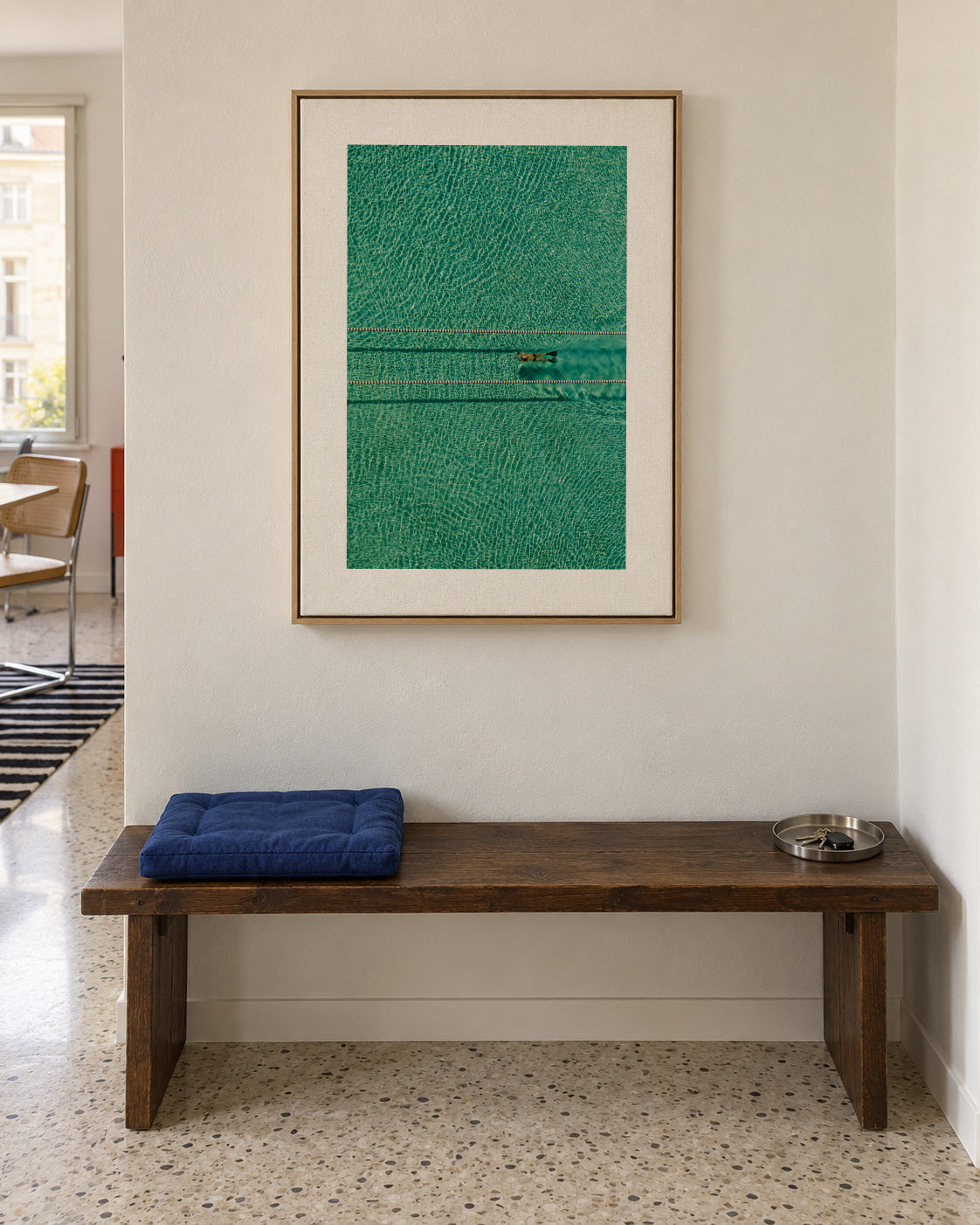 Swimmer - Framed canvas in an interior