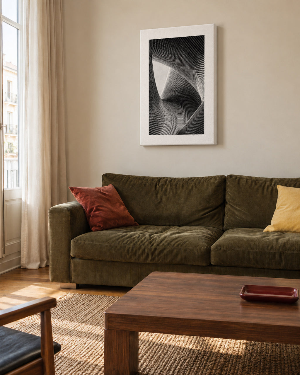 lines - Unframed canvas in an interior