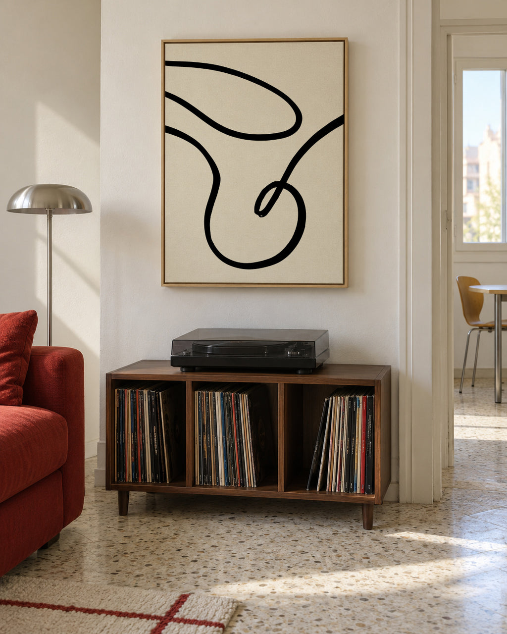 Black Lines 02 - Framed canvas in an interior