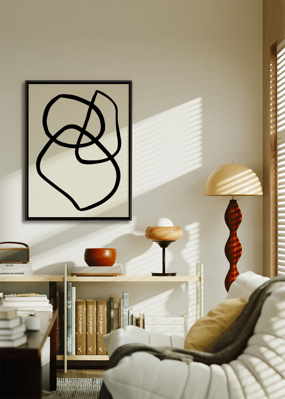 Black Lines 03 - Framed canvas in an interior