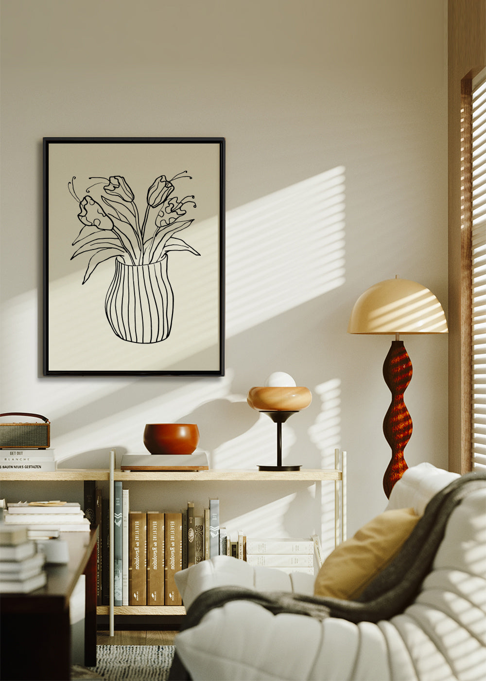 Vase Sketch - Framed canvas in an interior