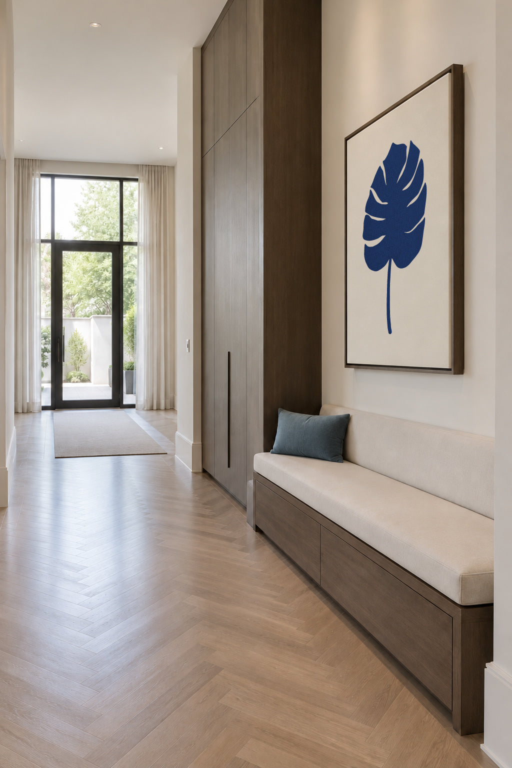 Monstera Canvas Blue - Framed canvas in an interior