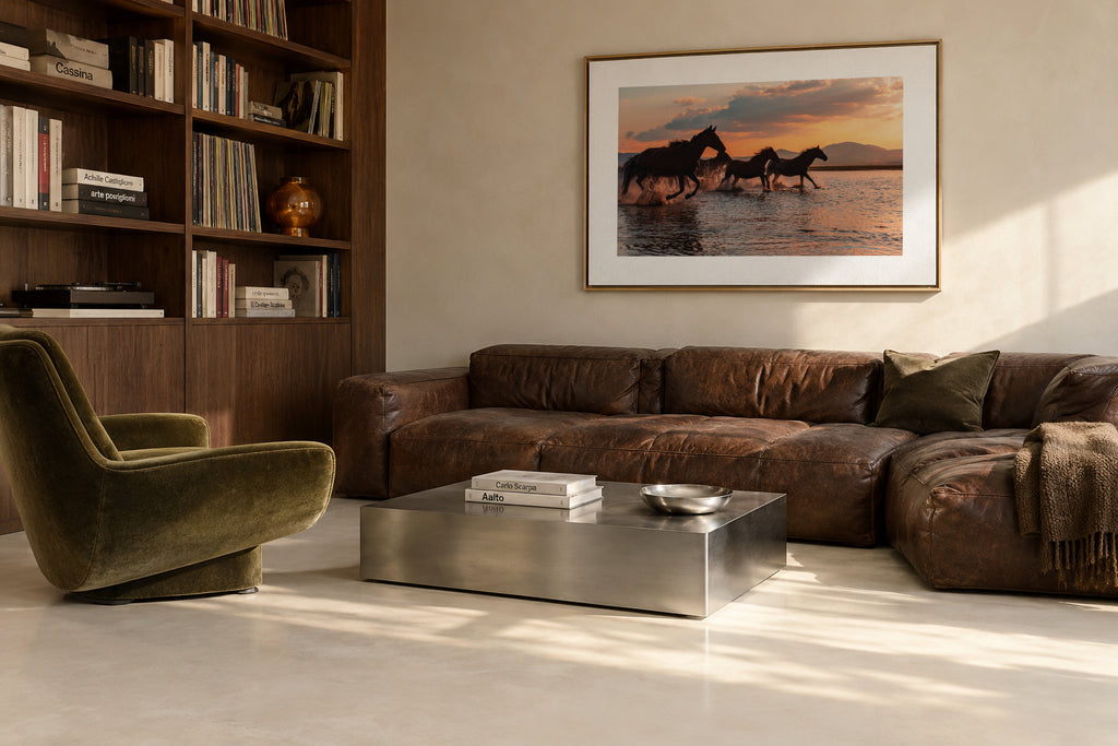 WATER HORSES - Framed canvas in an interior