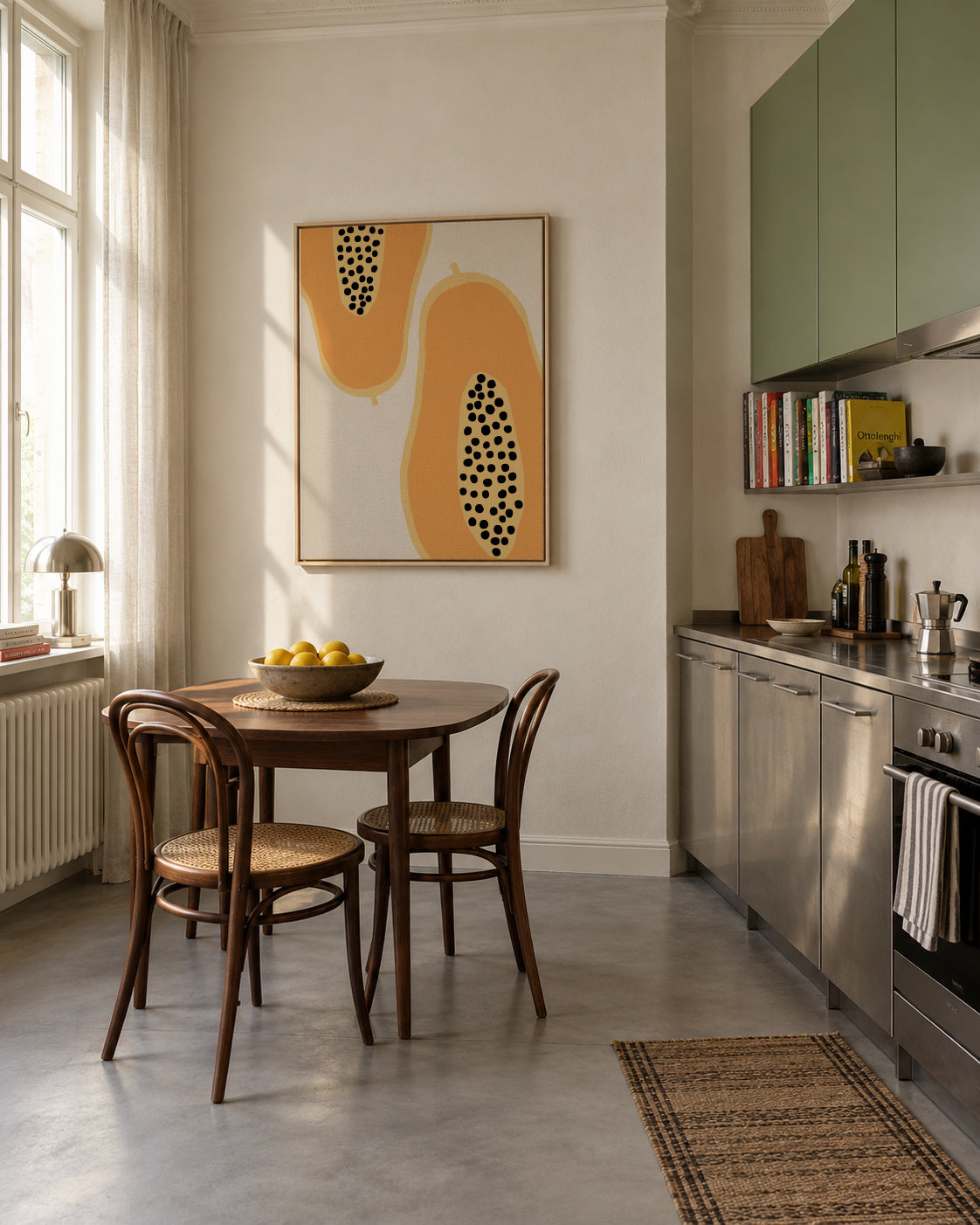 Papaya Fruit - Framed canvas in an interior