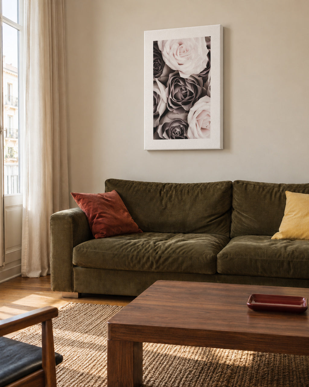 Roses - Unframed canvas in an interior