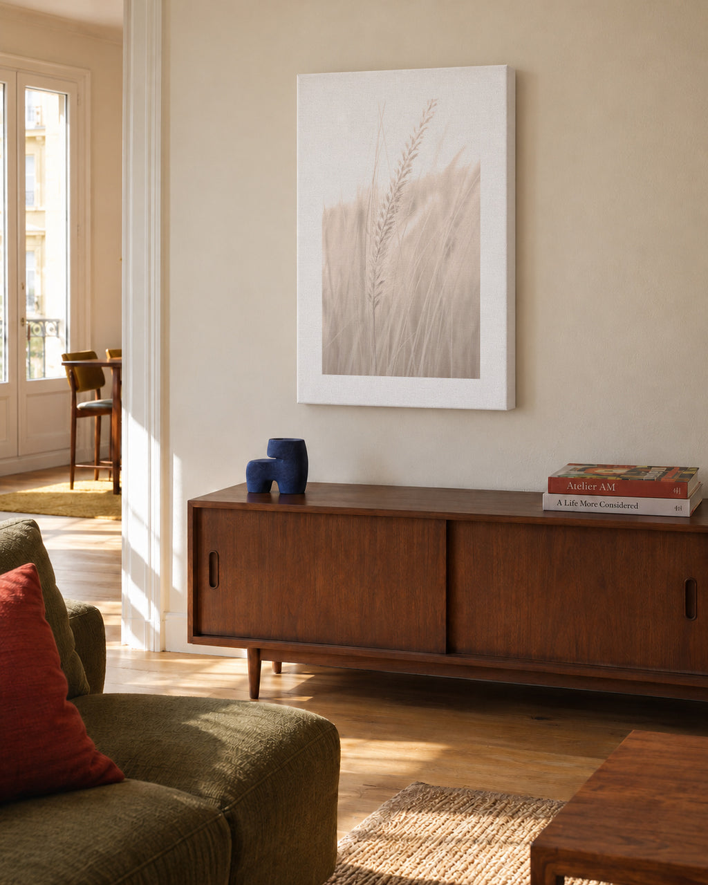 Grass V - Unframed canvas in an interior