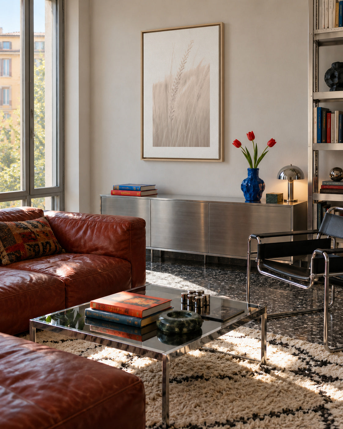 Grass V - Framed canvas in an interior