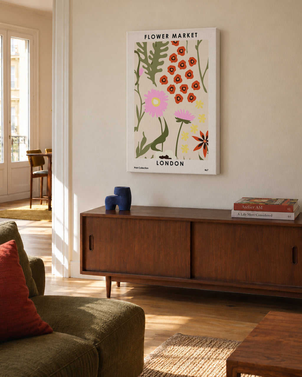 Flower Market London - Unframed canvas in an interior