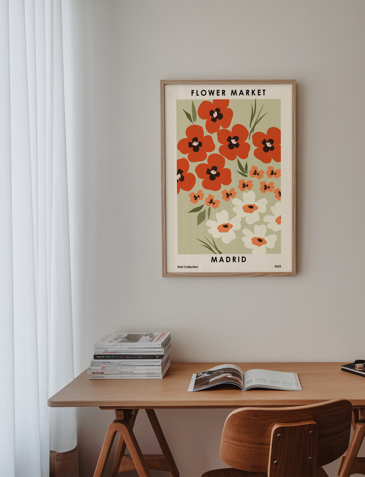 Flower Market Madrid - Framed poster in an interior