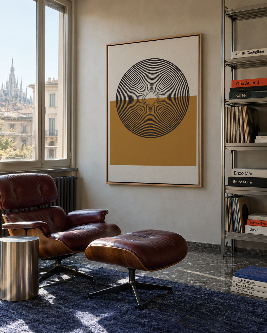Retro Landscape - Framed canvas in an interior