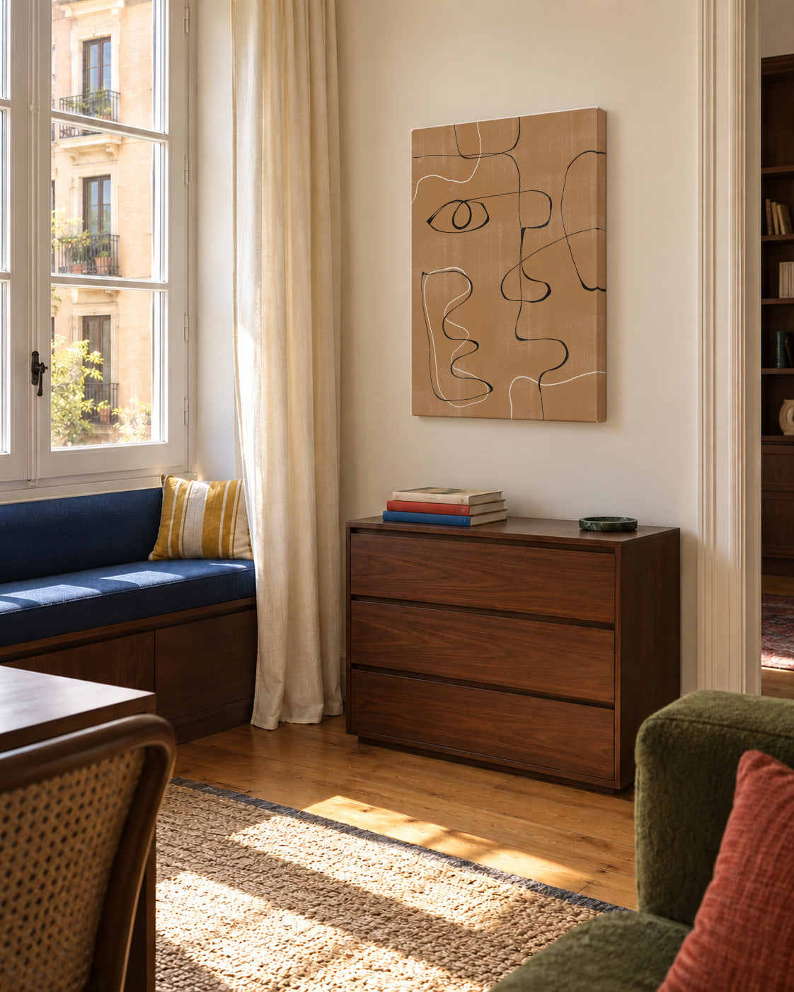 Abstract Face No3. - Unframed canvas in an interior