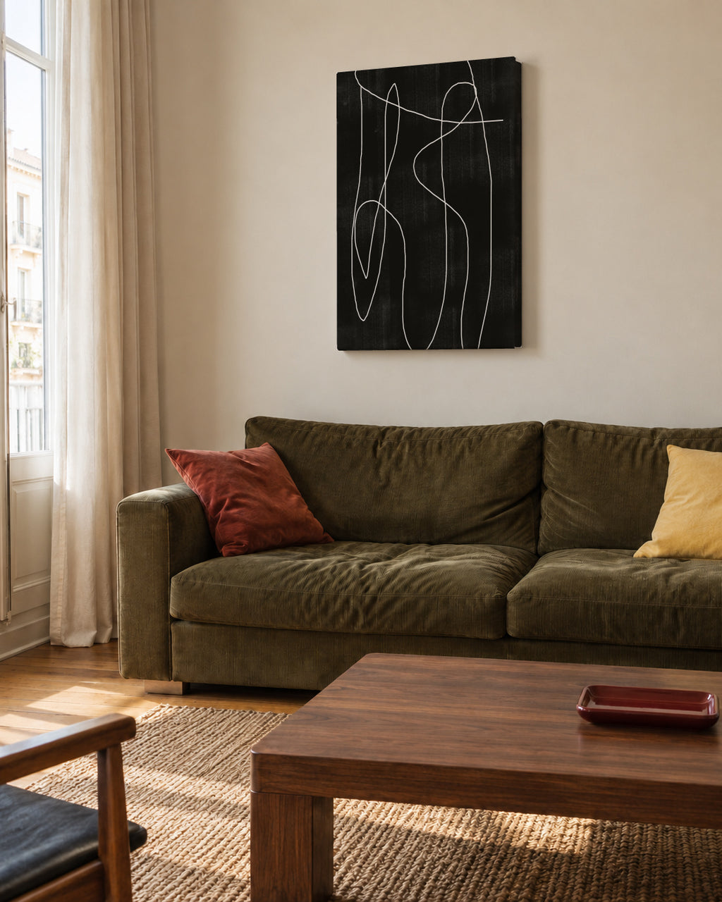 Abstract Line No2. - Unframed canvas in an interior