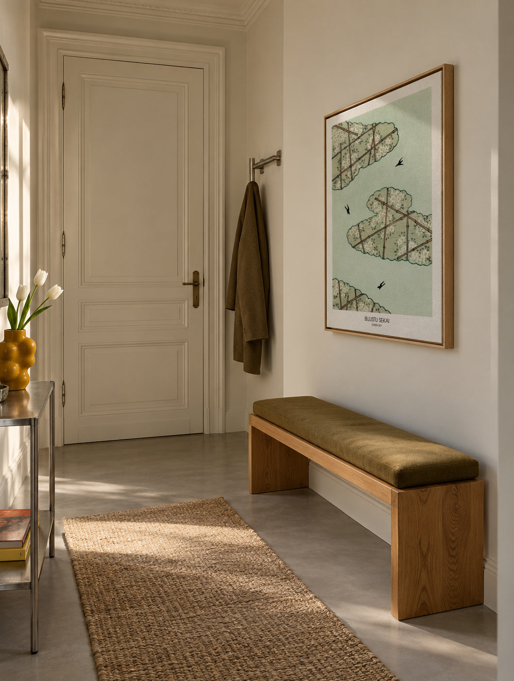 Green Sky - Framed canvas in an interior