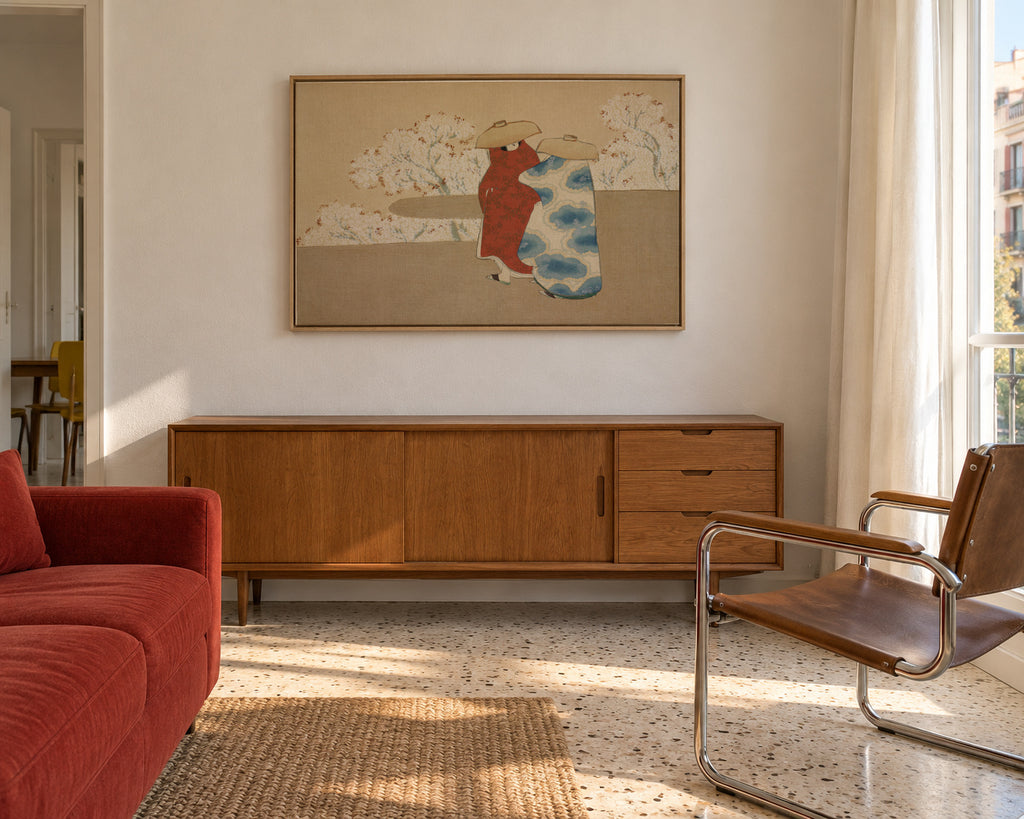 Hanami season from Momoyogusa - Framed canvas in an interior