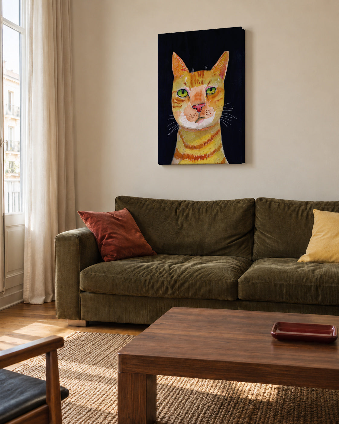 Ginger Cat - Unframed canvas in an interior