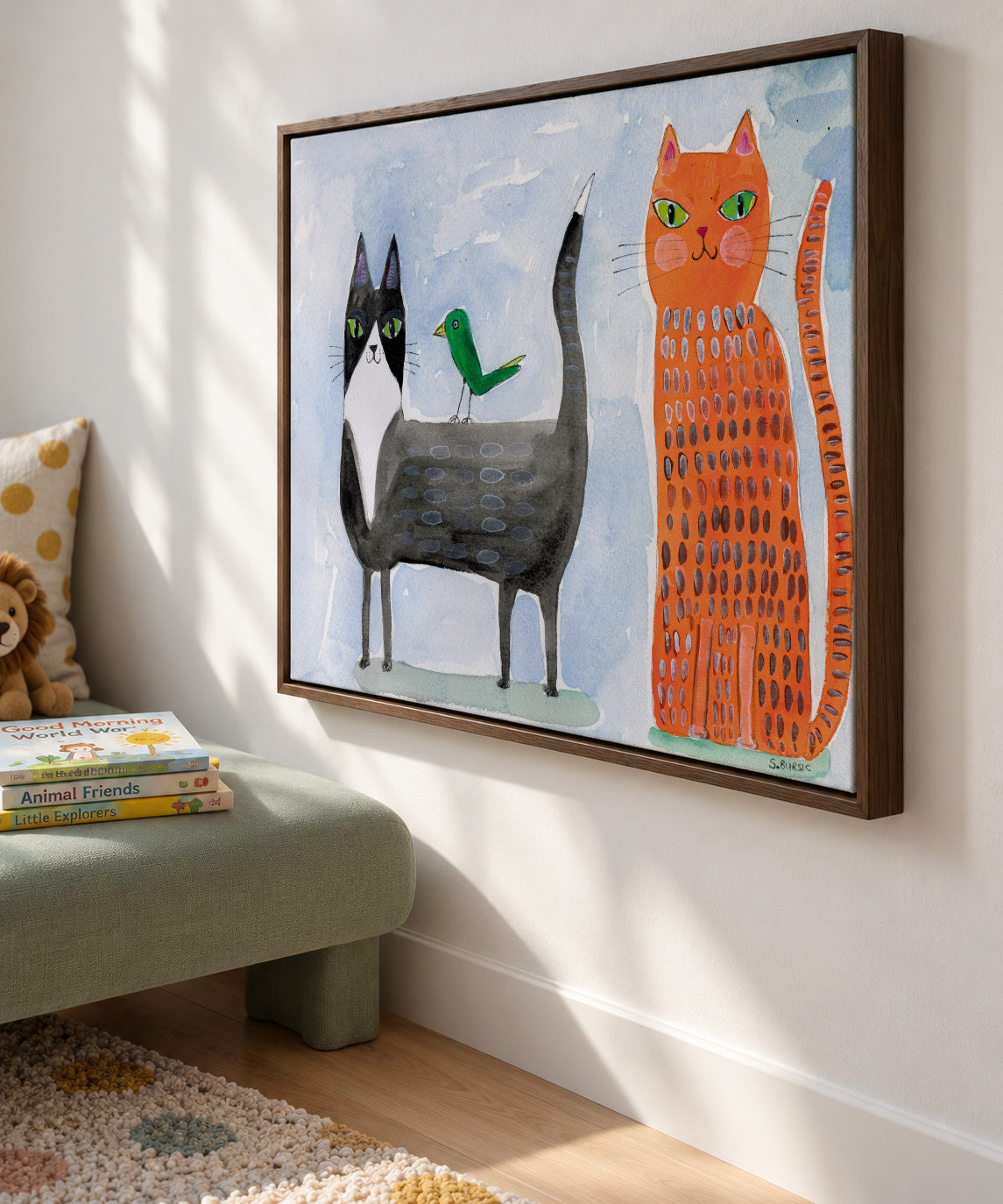 Unusual Friends - Framed canvas in an interior