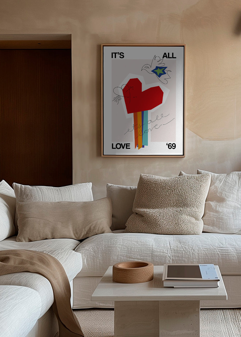 It's All Love '69 Heart Greige - Frances Collett