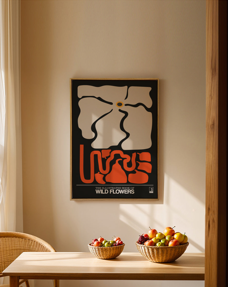 The Illustrated Book Of Wild Flowers Vol.1 Grey - Framed canvas in an interior
