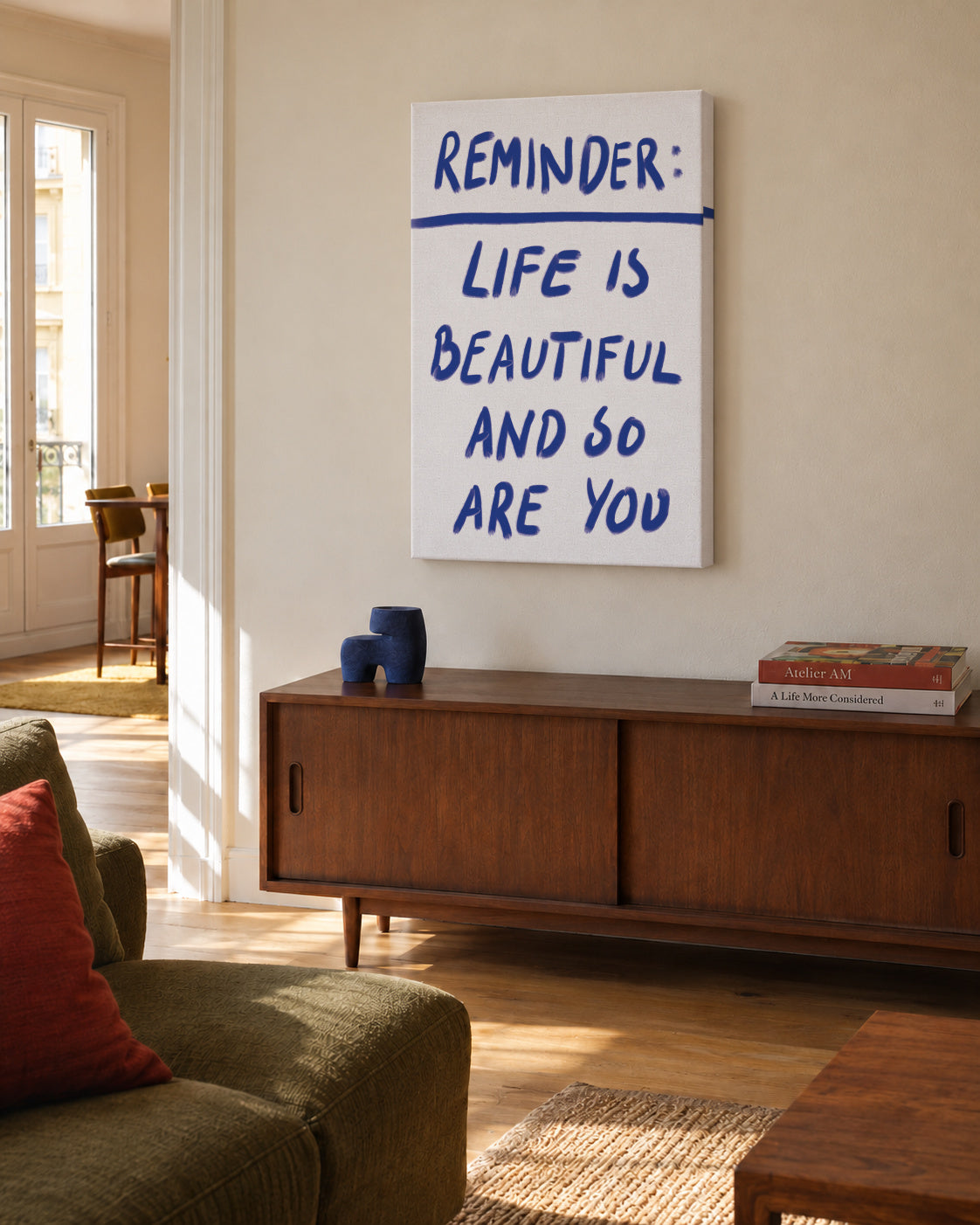 Reminder - Unframed canvas in an interior