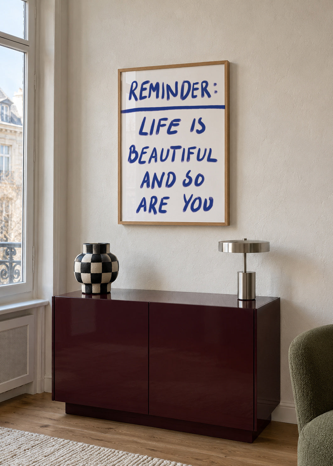 Reminder - Framed poster in an interior