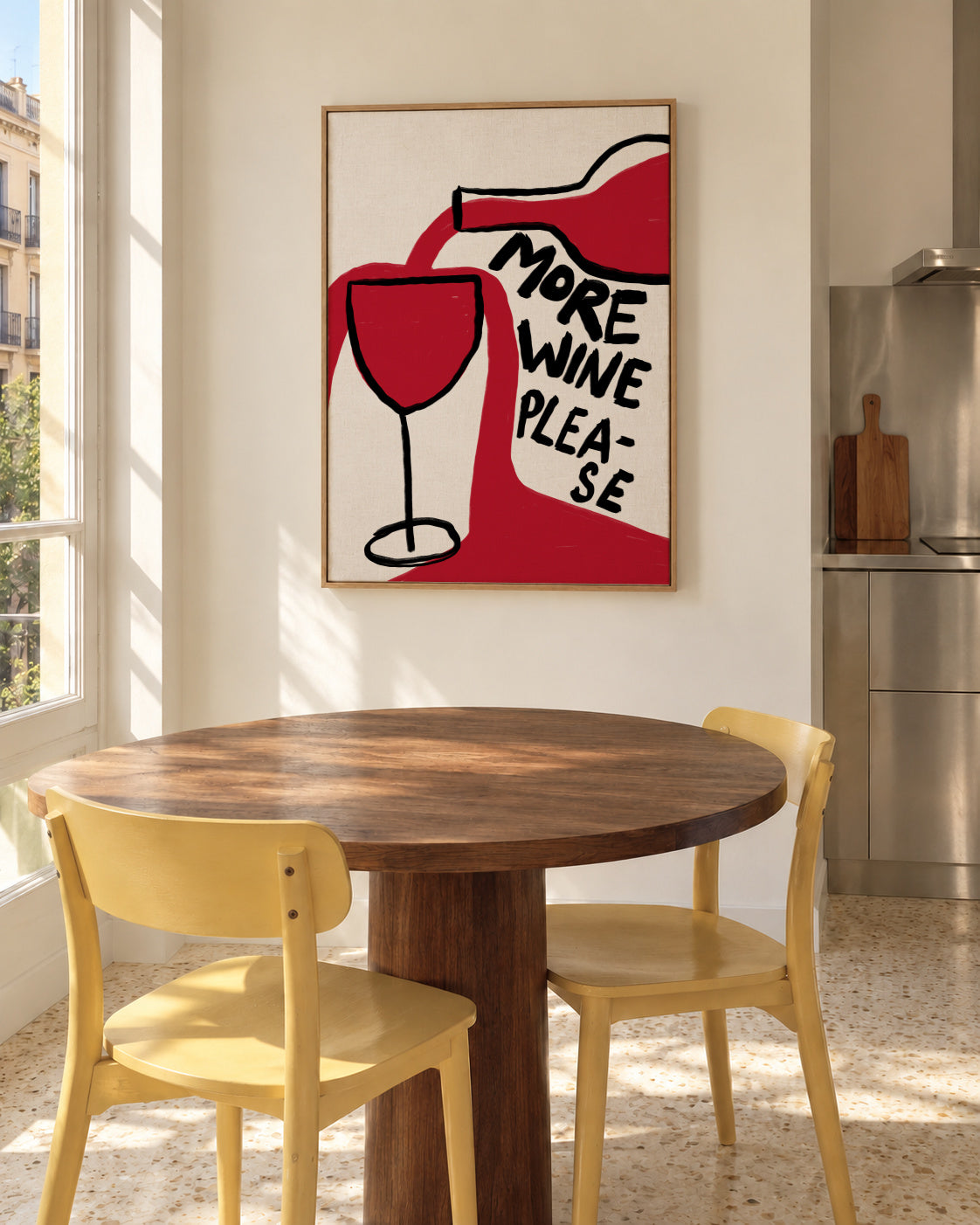 More Wine Please - Framed canvas in an interior