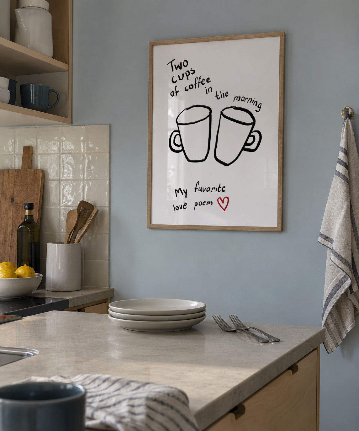 Two Cups - Framed poster in an interior