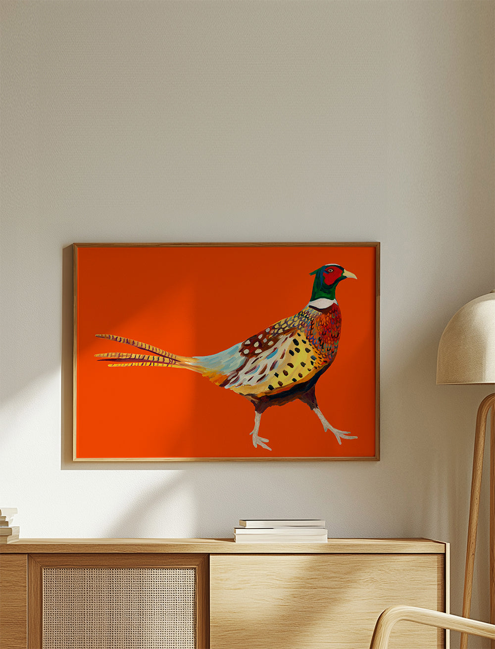 Strutting Pheasant On Orange - Alice Straker